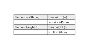 Calculation of free opening, 1-leaf